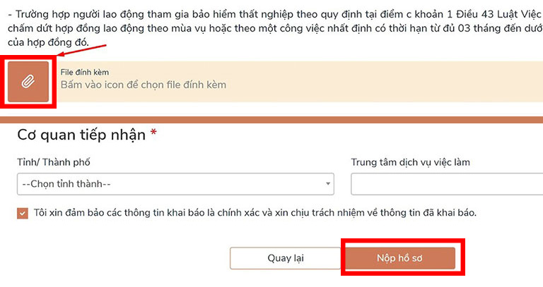 Tải file và hoàn tất thủ tục đăng ký trợ cấp thất nghiệp trên CDVCQG