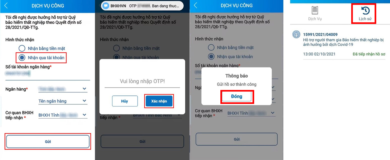 Chọn hình thức nhận tiền bảo hiểm thất nghiệp trên VssID