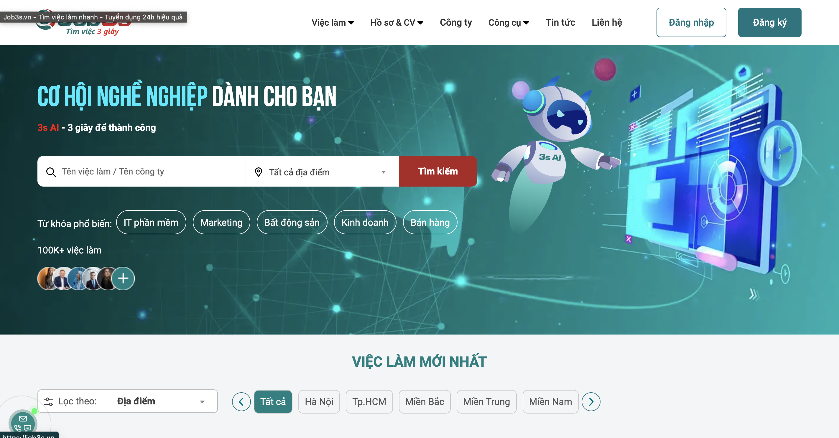 Truy cập vào website job3s.ai
