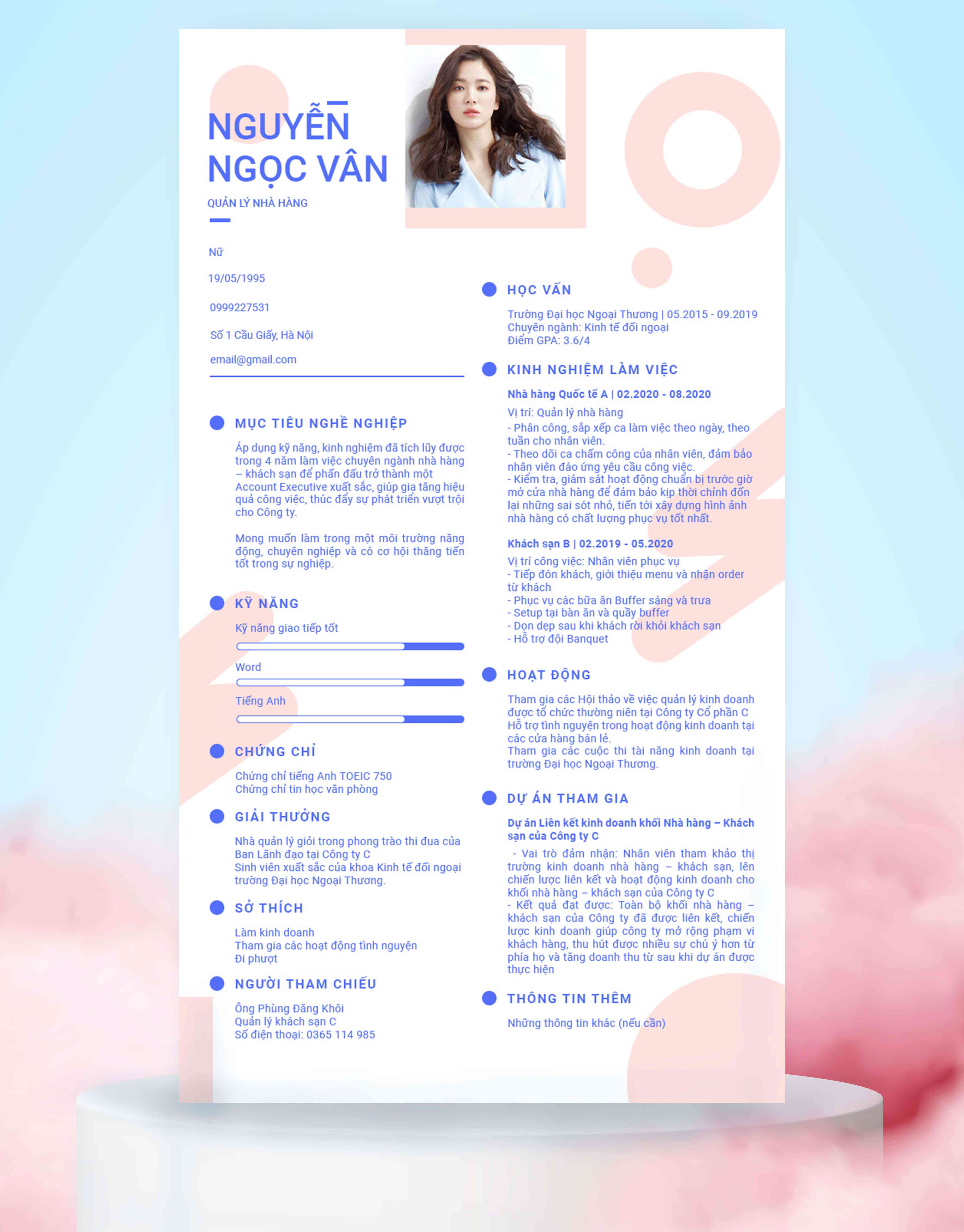 cv quản lý sản xuất ấn tượng