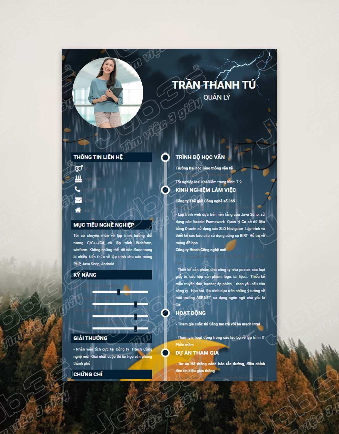 mẫu cv quản lý sản xuất