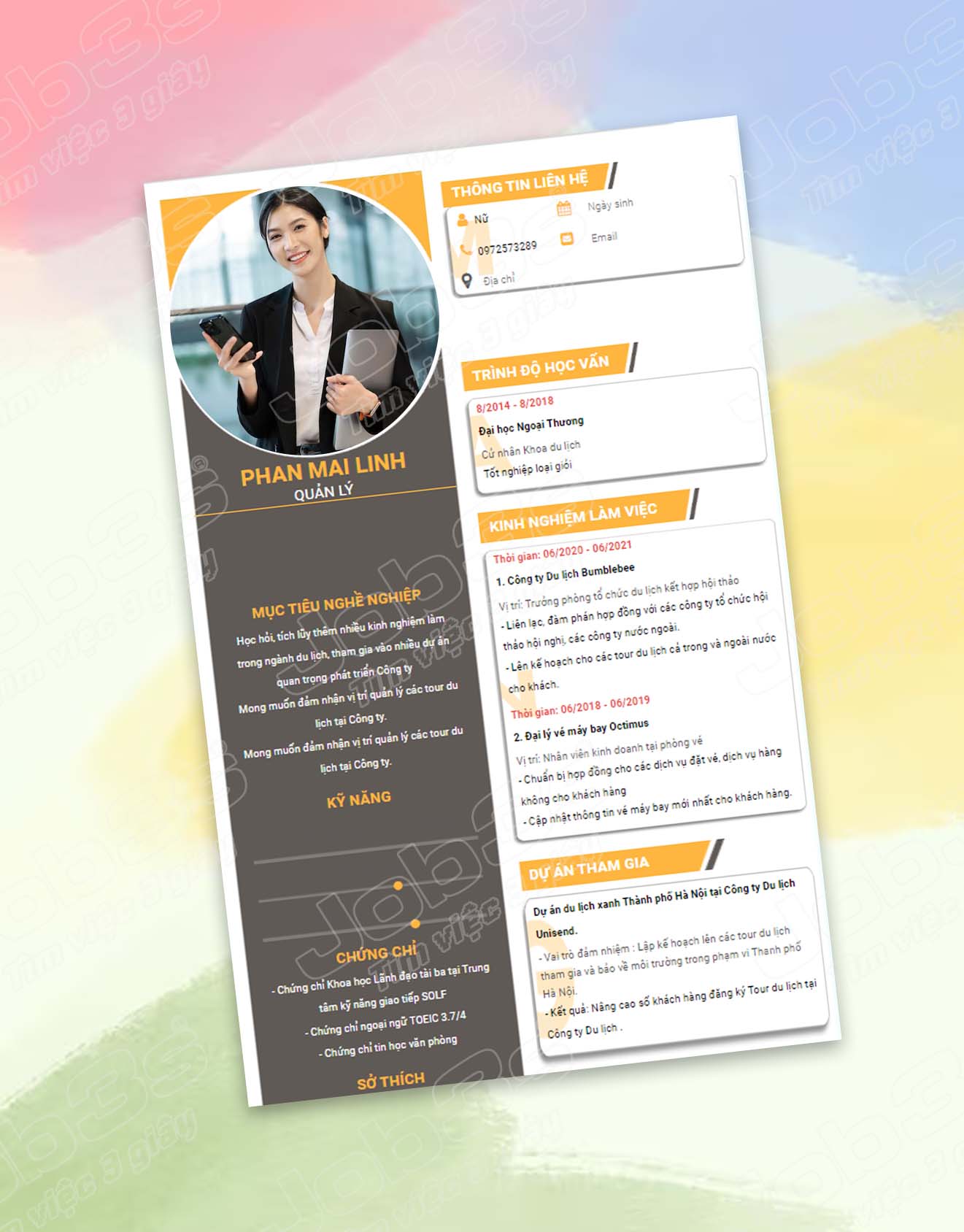 cv quản lý sản xuất chuyên nghiệp