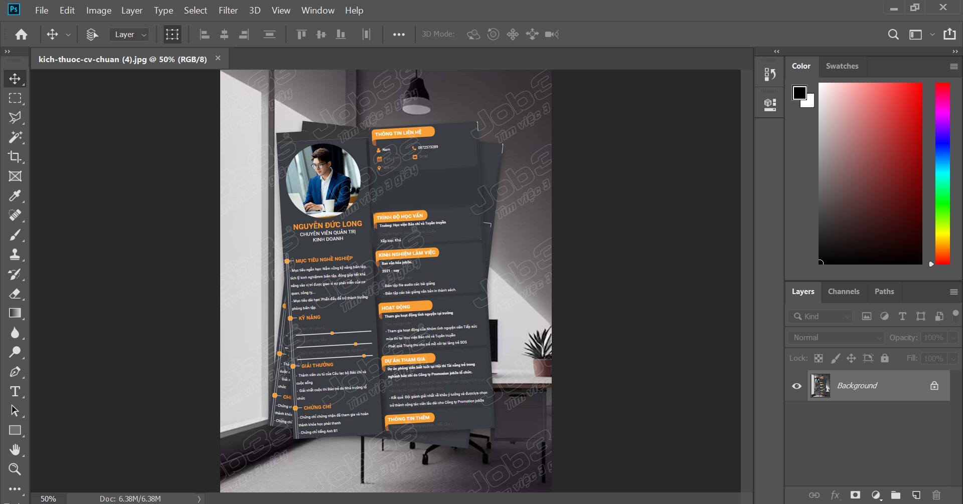 thiết kế cv bằng photoshop