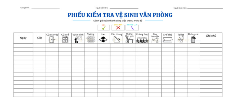 Mẫu checklist công việc của nhân viên tạp vụ