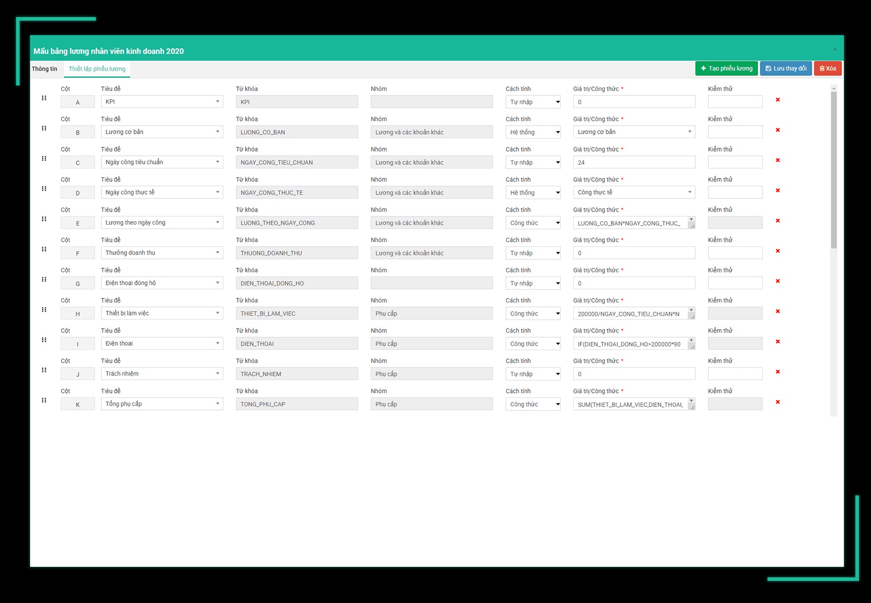 Minh họa phần mềm tính lương fastwork payroll